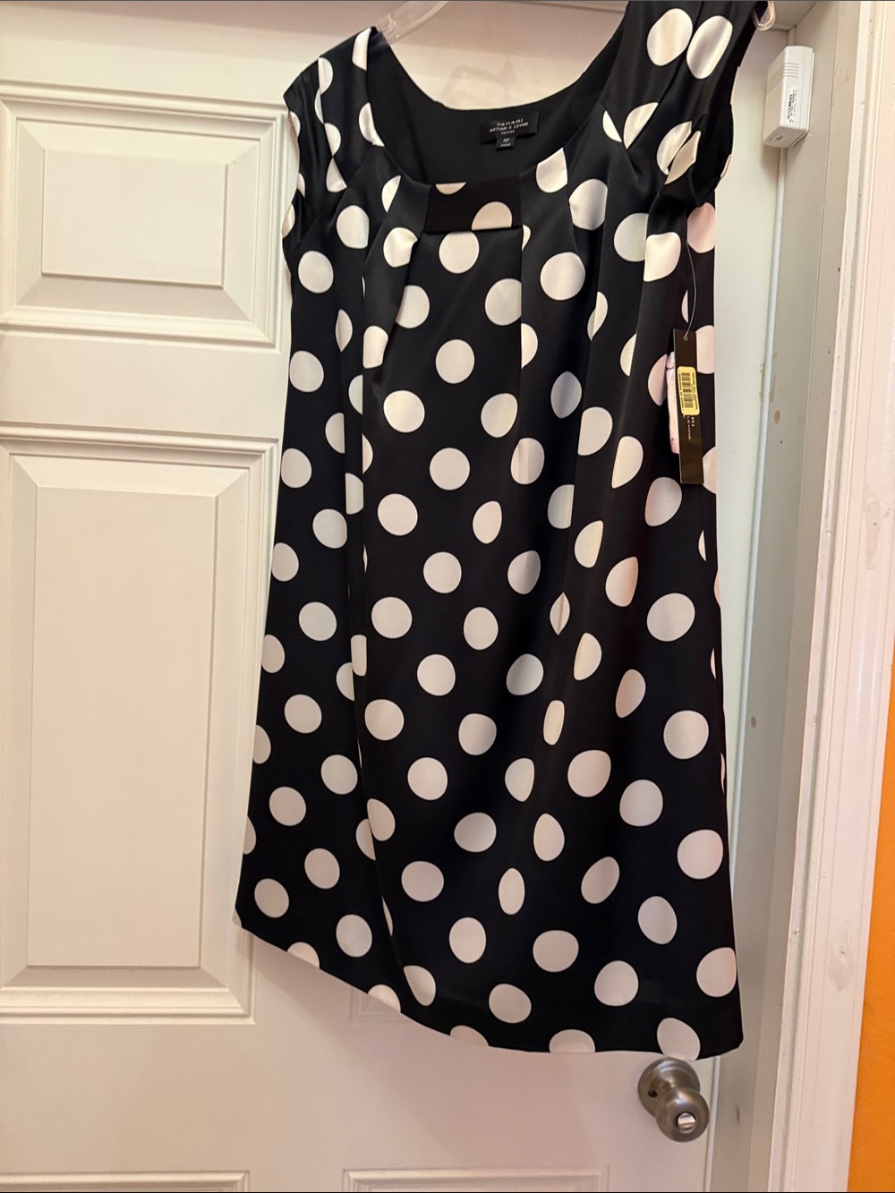 Tahari Arthur S Levine Black and White Polka Dot A-Line Dress